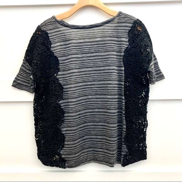 Free People Stripe Crochet Cut Out Crop Top - Picture 5 of 7